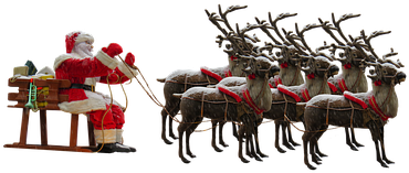 Christmas, Santa Claus, Christmas Motif - Santa Claus With Reindeer Png (453x340), Png Download