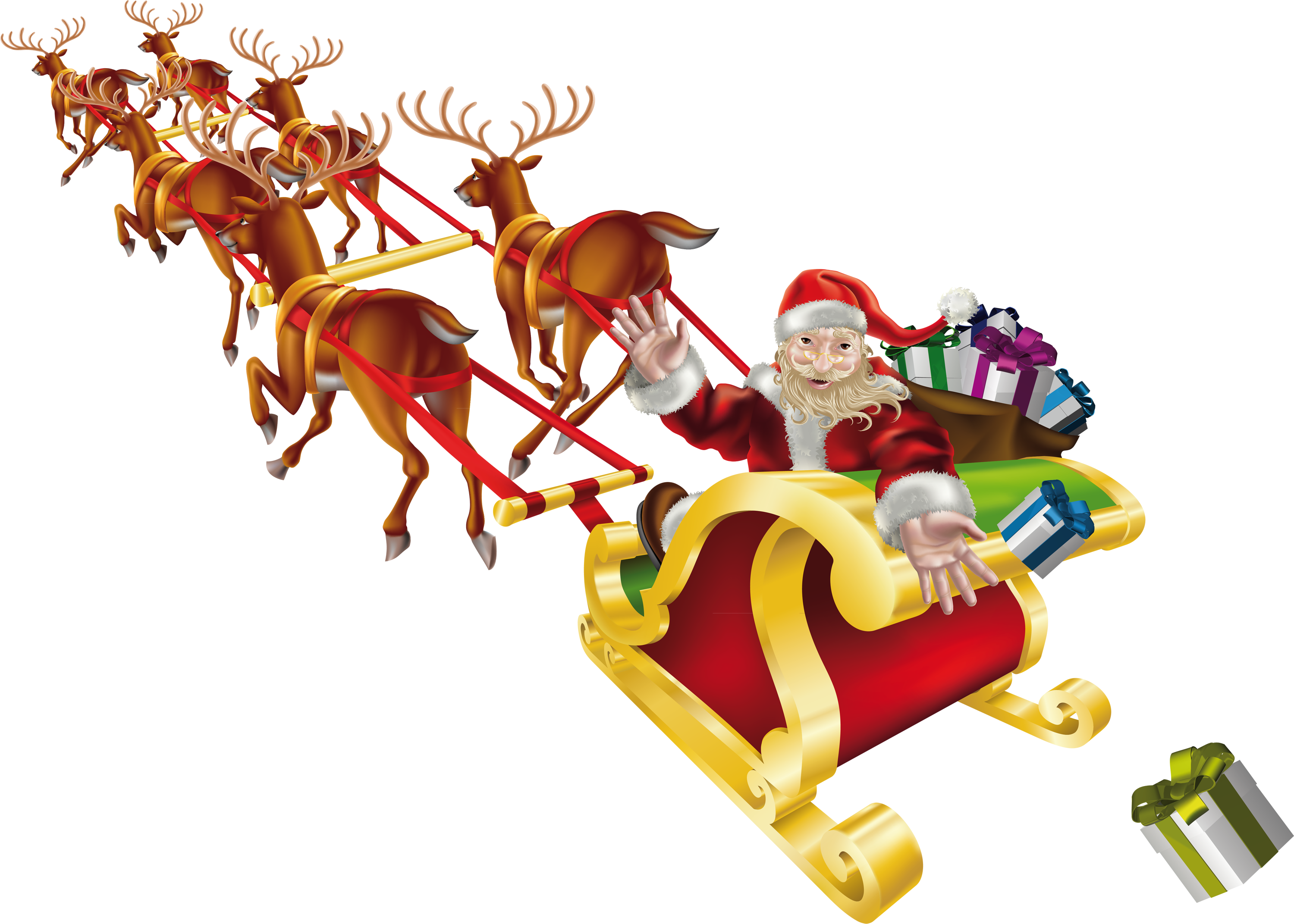 Santa Claus Sleigh Png - Santa In Sleigh Png (3000x2143), Png Download