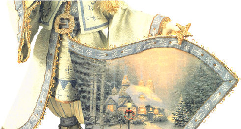 Thomas Kinkade Fabric Santa (500x262), Png Download