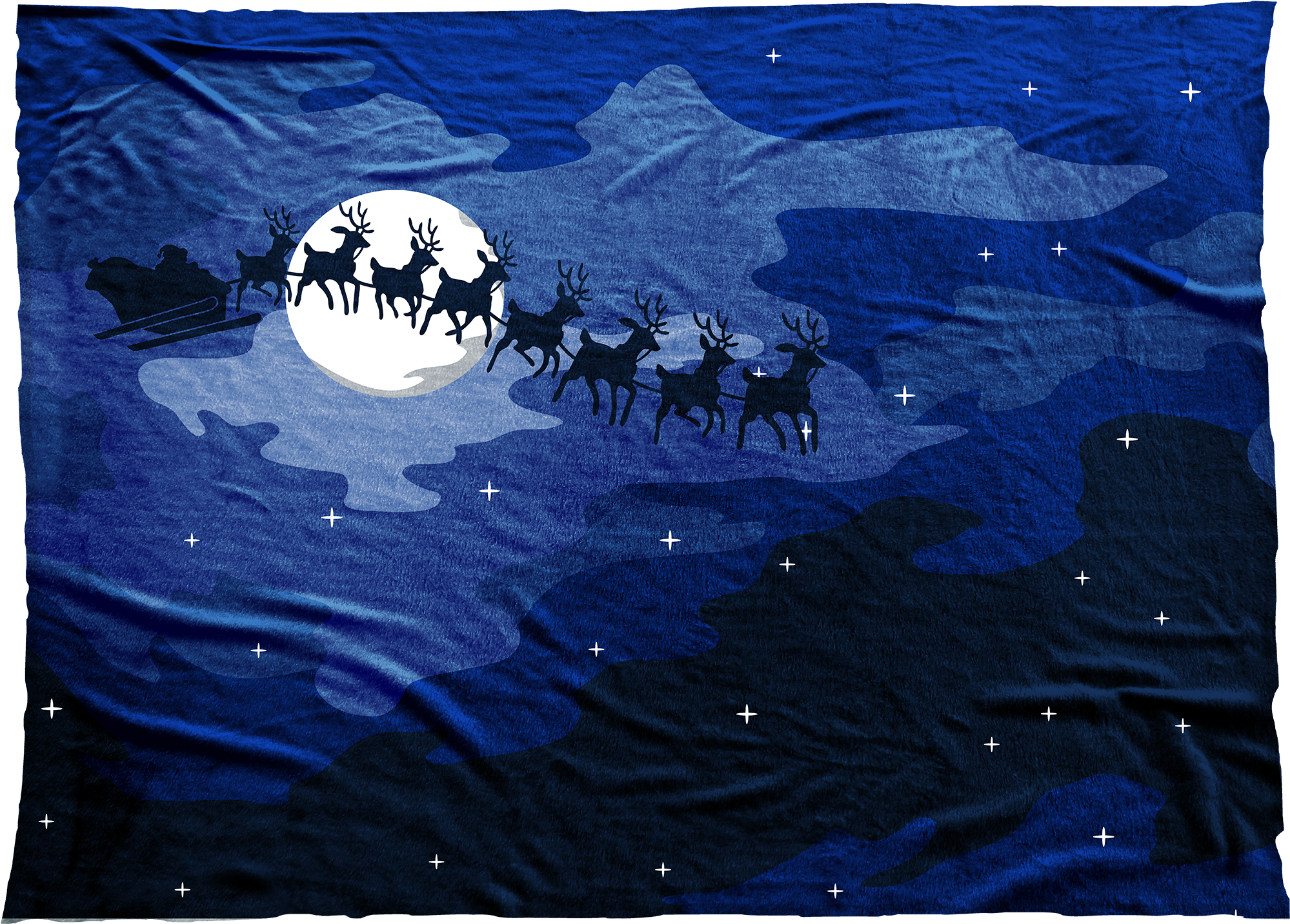 Santa's Sleigh Flying Against A Blue Night Sky - Herd (2250x1540), Png Download