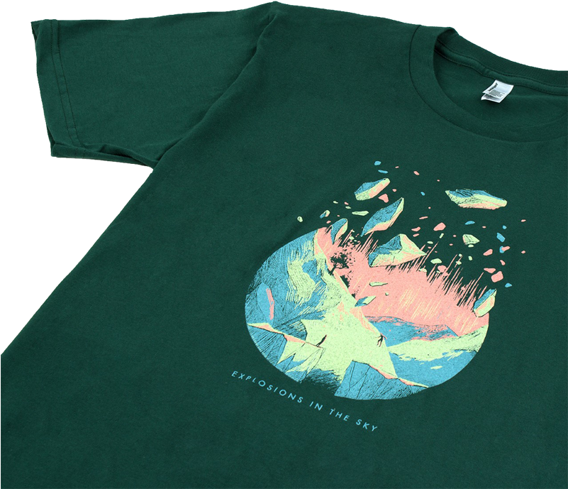 100% Cotton Forest Green T-shirt Featuring An 'explosions - Explosions In The Sky Dissolve (800x800), Png Download