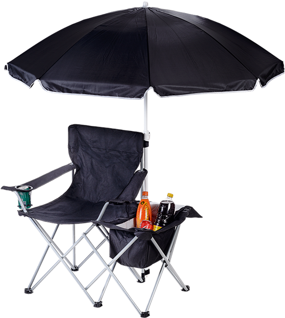 Camping Chair With Umbrella And Cooler Br0049 - Folding Chair With Umbrella And Cooler (700x700), Png Download