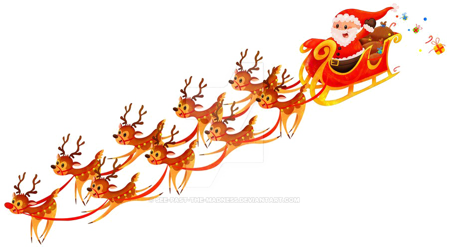 Santa Sleigh Png Free Download - Santa And Sleigh No Background (900x502), Png Download