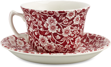Burgleigh Red Cup And Saucer - Coffee Cup (640x488), Png Download