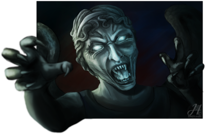 Shewolf294 Did This Bit Of Weeping Angels Fan Art As - Weeping Angel Fan Art (500x295), Png Download
