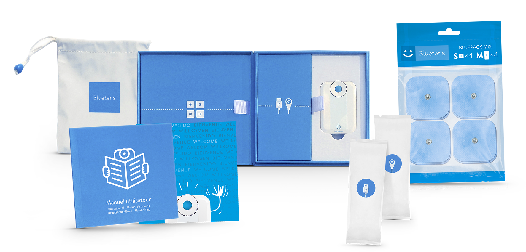 Open Box Old - Bluetens Electro Stimulator + Accessories (1772x872), Png Download