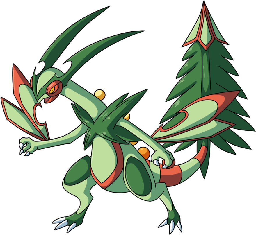 Pokémon Red And Blue Vertebrate Leaf Flower Fictional - Pokemon Fusion Sceptile And Flygon (978x817), Png Download