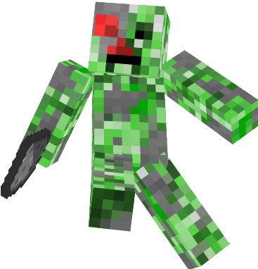 Like Maybe It Would Look Like This But On Creepers - Minecraft Creeper Robot Skin (366x392), Png Download