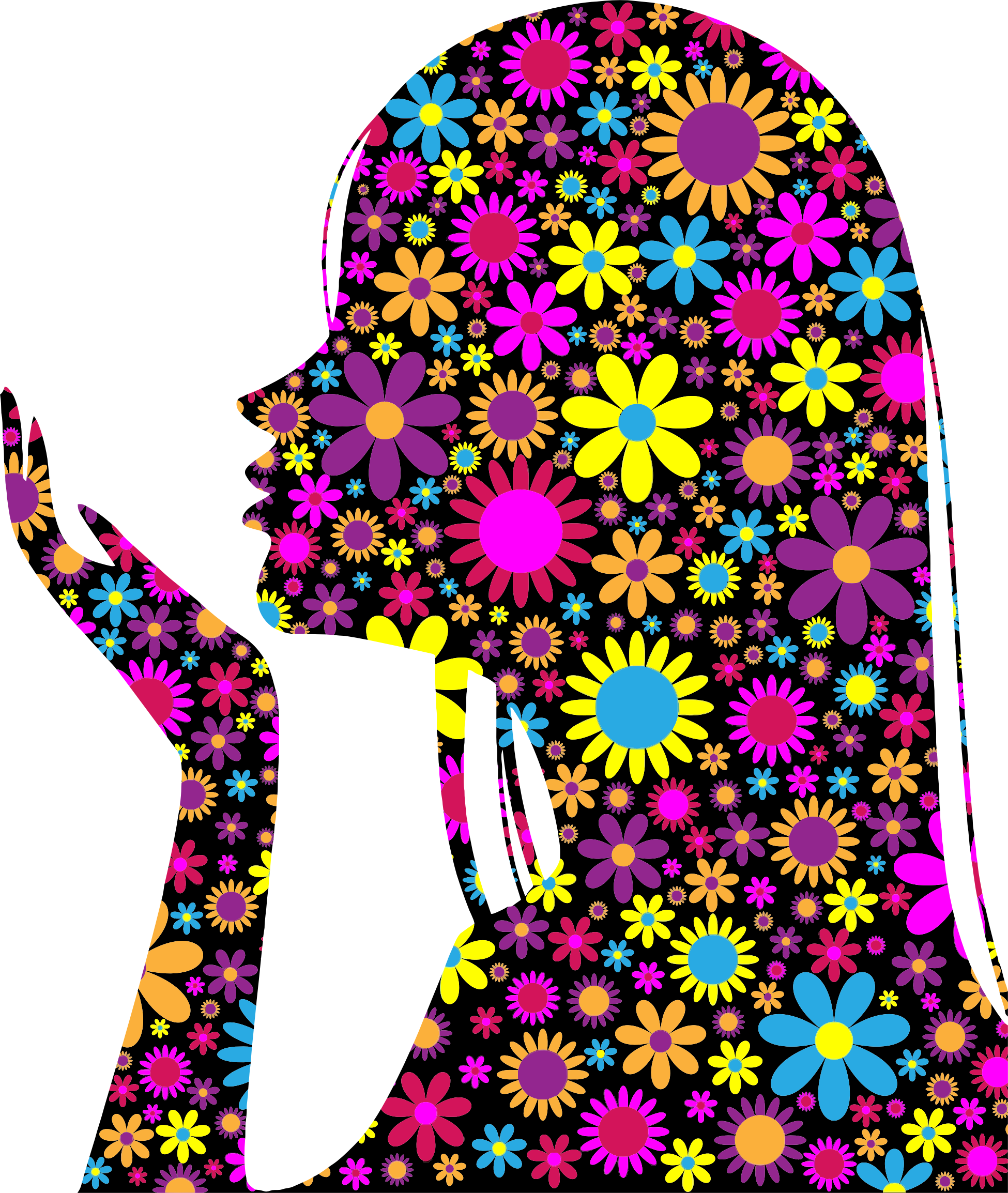 This Free Icons Png Design Of Floral Girl Blowing Into (1950x2308), Png Download