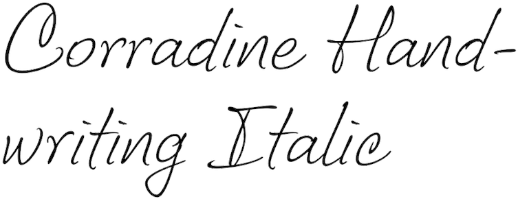 Corradine Handwriting Italic - Handwriting (778x341), Png Download