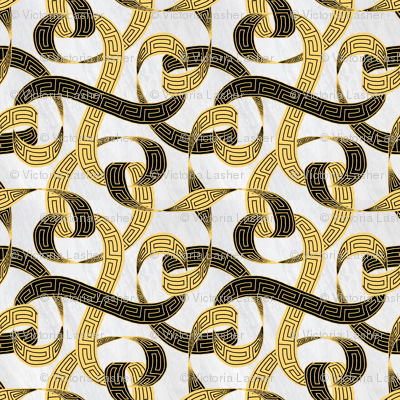 Greek Key Ribbon Black And Gold On Marble - Eastern Brown Snake (400x400), Png Download