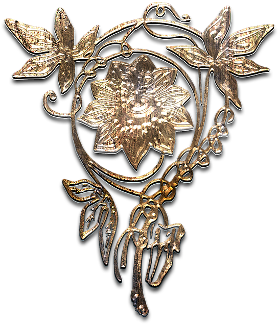 Flower, Brooch, Aged Gold, Metal, Texture, Graphic - Brooch (565x640), Png Download