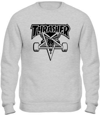 Thrasher Skategoat Board Decal Sticker Black White (380x440), Png Download