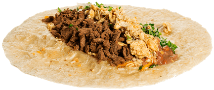 Taco Mell Chicken And Steak Burrito - Taco Mell Catering (500x545), Png Download