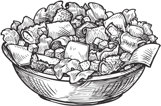 Salad Clipart Burrito Bowl - Salad Sketch Png (628x434), Png Download