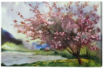 Designart Tree W/ Spring Flowers Painting Print (400x400), Png Download