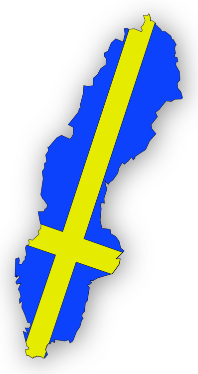 Flag Of Sweden Computer Icons Swedish Language Drawing - Sweden Map Flag (397x750), Png Download