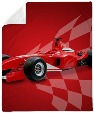 Red Formula One Car And Racing Flag Plush Blanket • - Bolid, Formuła 1 - Obraz Na Płótnie (400x400), Png Download