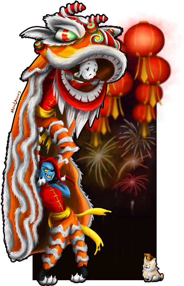 Happy Early Lunar New Year~ Because Pap And Undyne - Cartoon (633x964), Png Download
