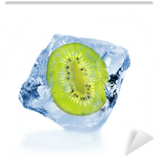 Frozen Slice Of Kiwi In Ice Cube Wall Mural • Pixers® - Glasbilder - Artland Essen Früchte Kirschen Lemon Zitronen, (400x400), Png Download