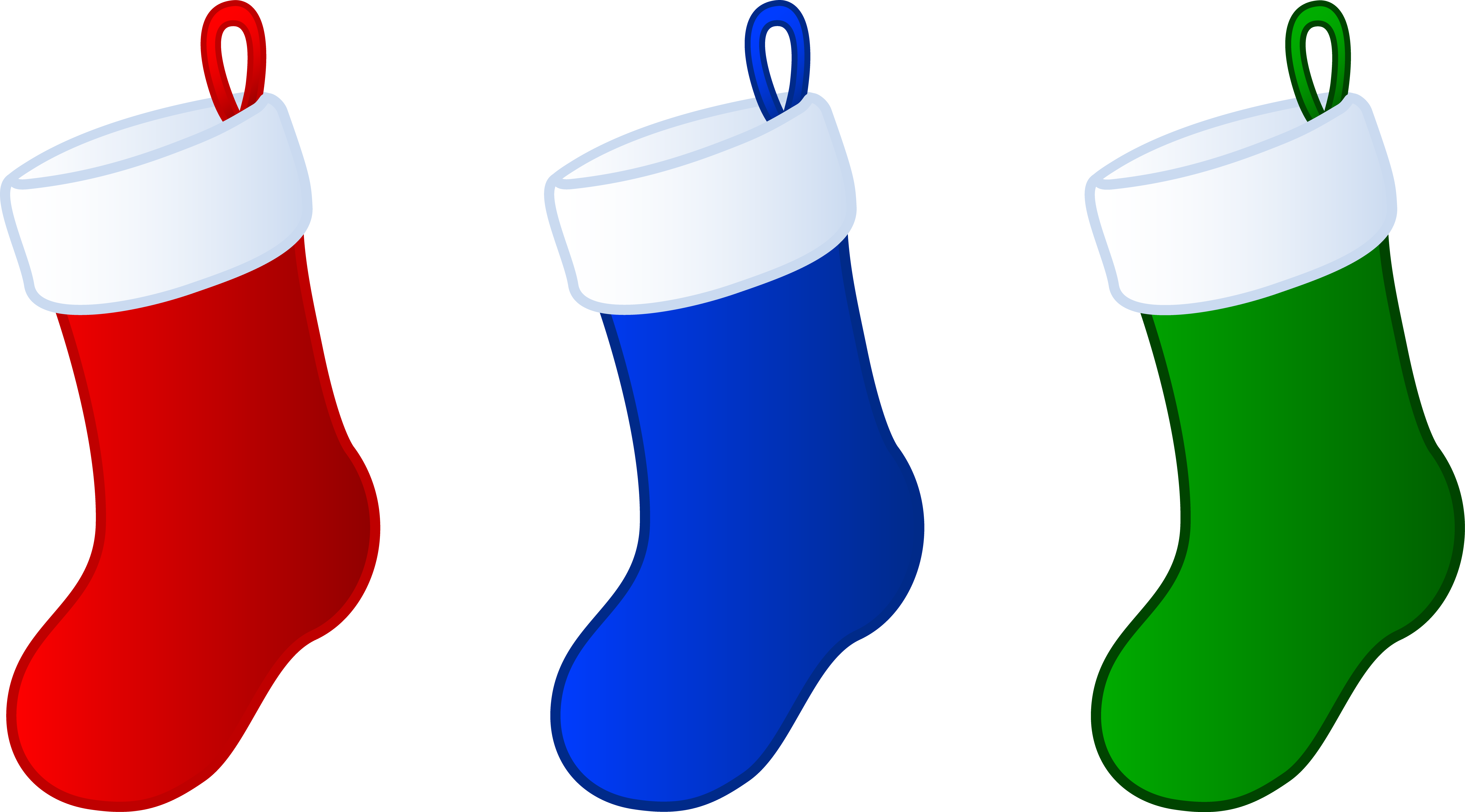 Three Simple Christmas Stockings - Stockings Clip Art Christmas (7198x3992), Png Download