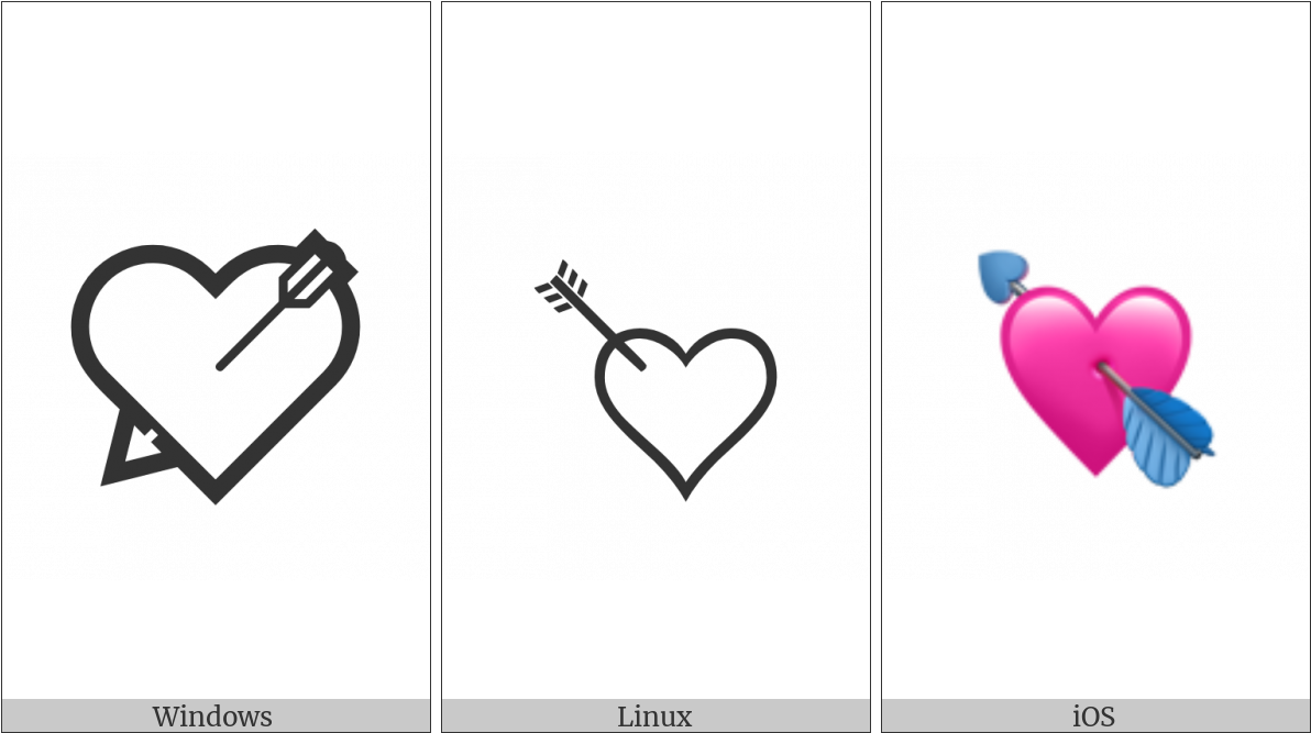 Heart With Arrow On Various Operating Systems - Heart (1200x675), Png Download
