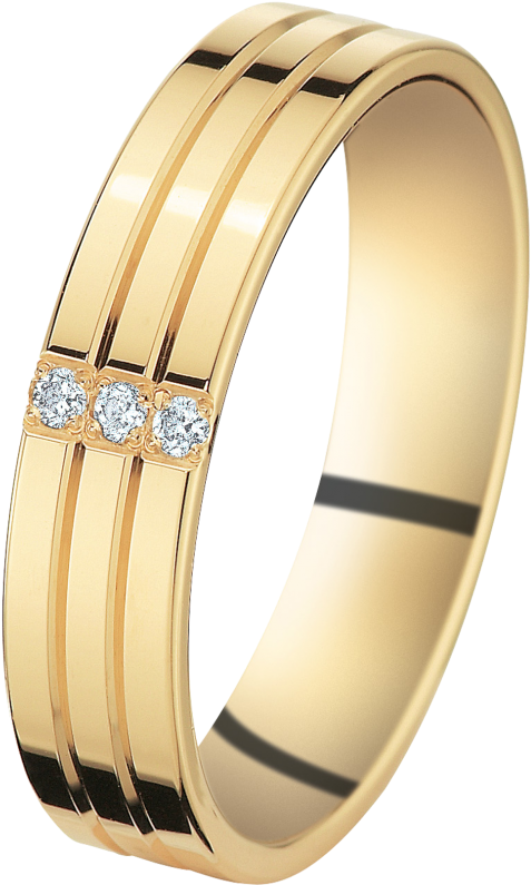 Yellow Gold Wedding Ring With Trilogy Of Diamonds - Ring (922x1000), Png Download