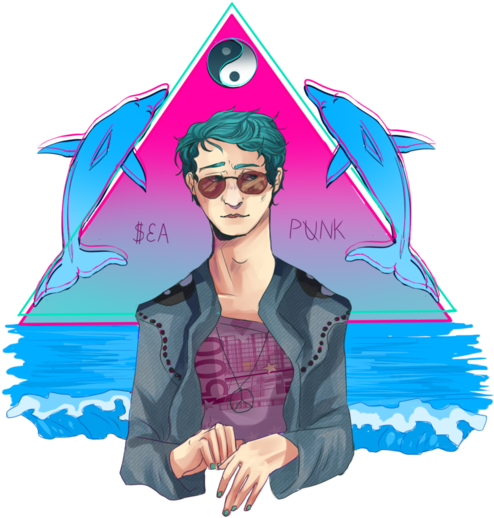 Animation And Seapunk Image - Seapunk Dolphin Png (500x600), Png Download