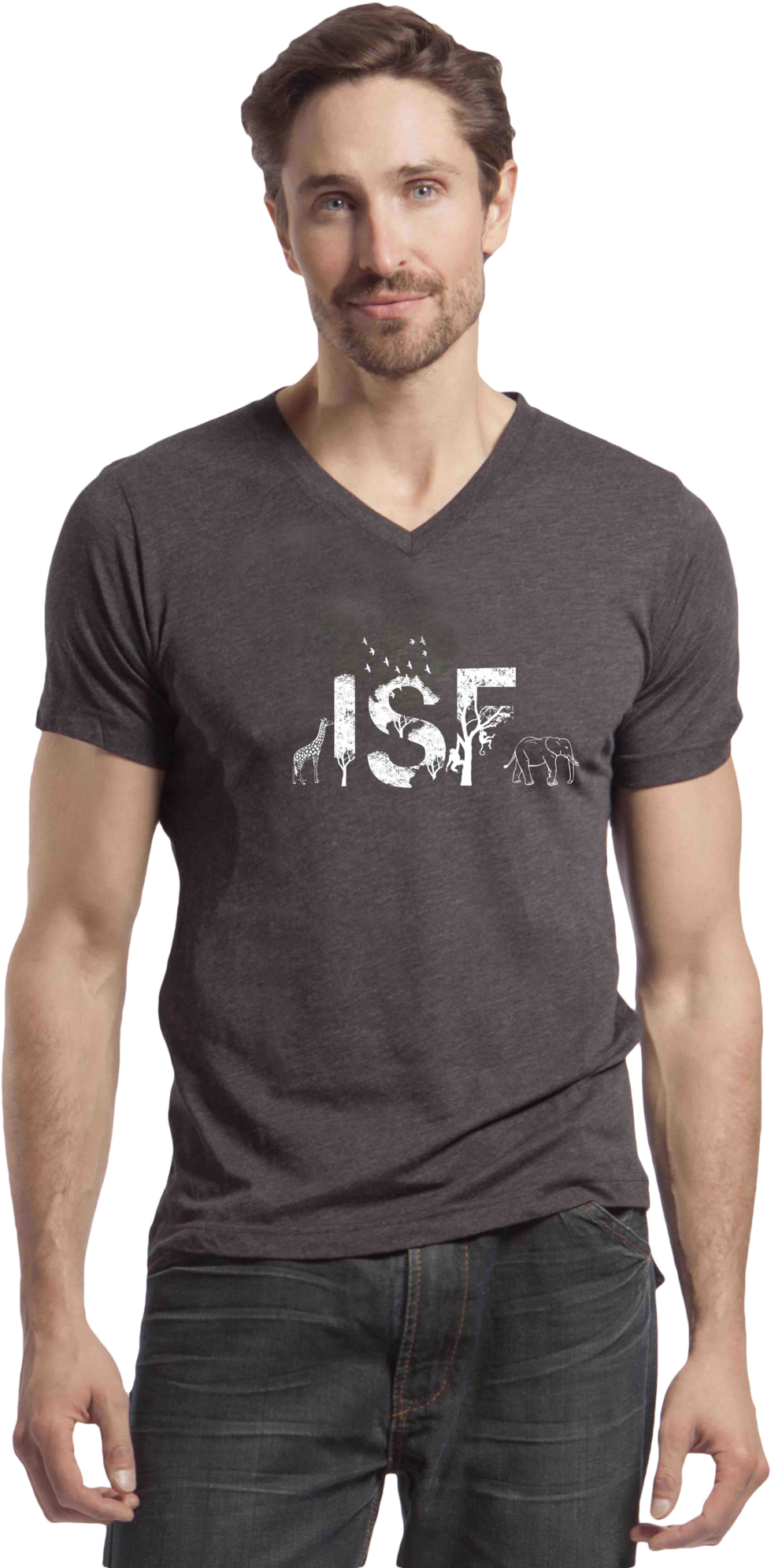 Isf Animal Triblend V-neck - Crew Neck (1536x2048), Png Download