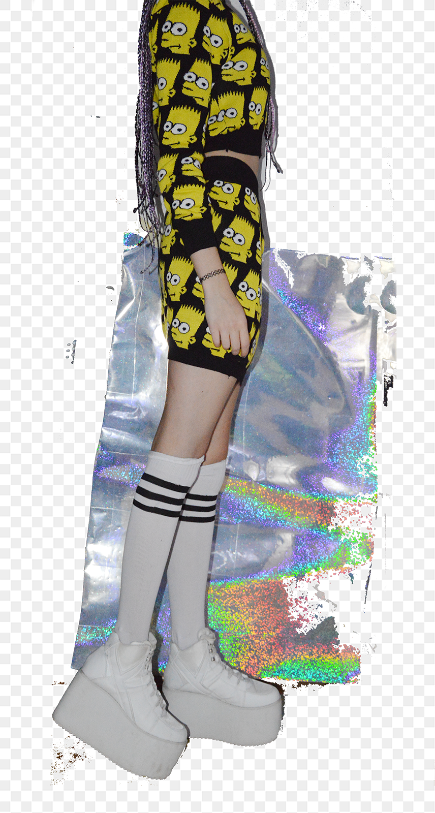 Mine Glitch Seapunk Sea Punk Holographic Hologram Yru - Sea Punk Socks Png (856x1600), Png Download