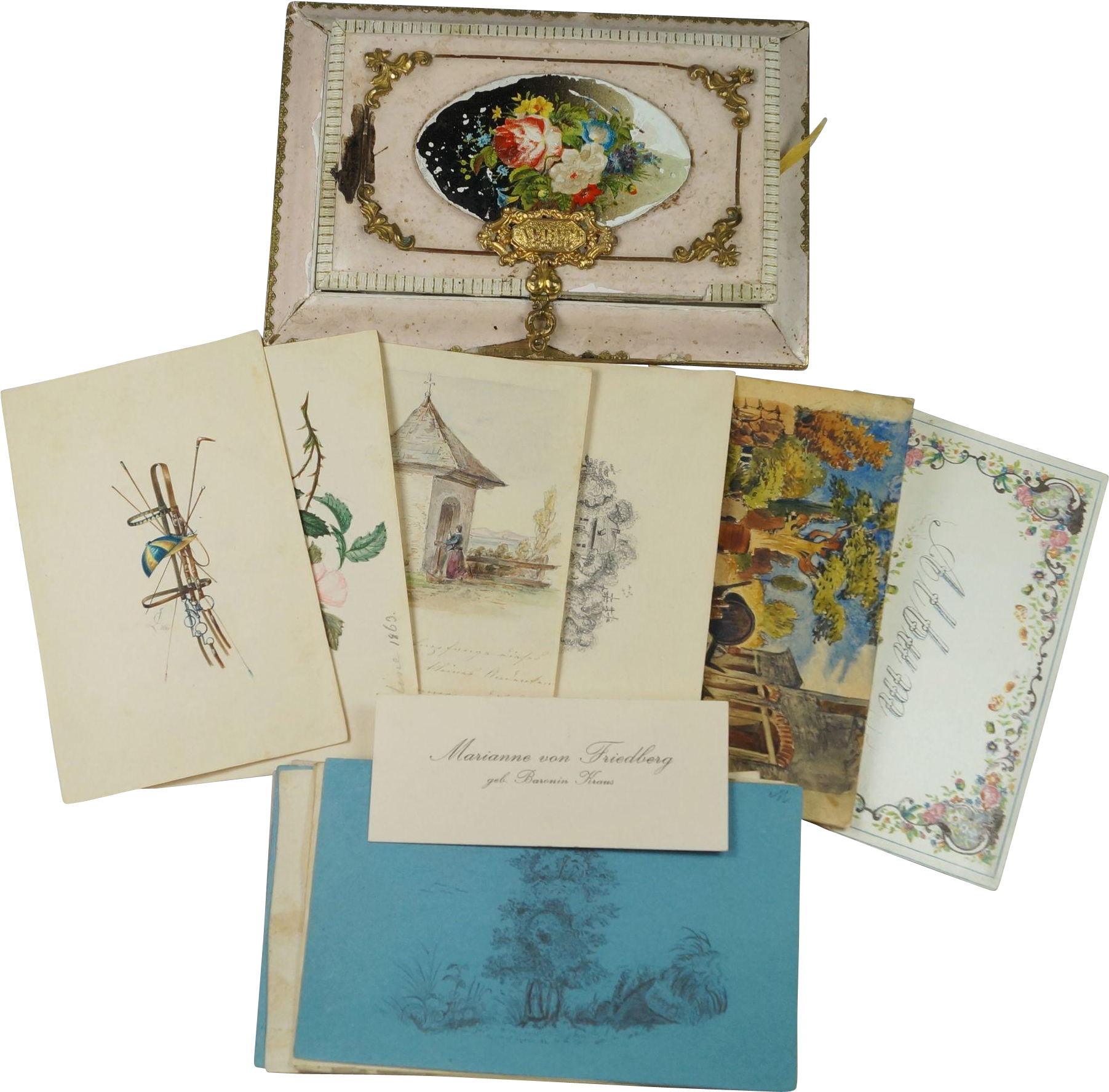 19th Century German Album Amicorum Friendship Album - Paper (1802x1802), Png Download