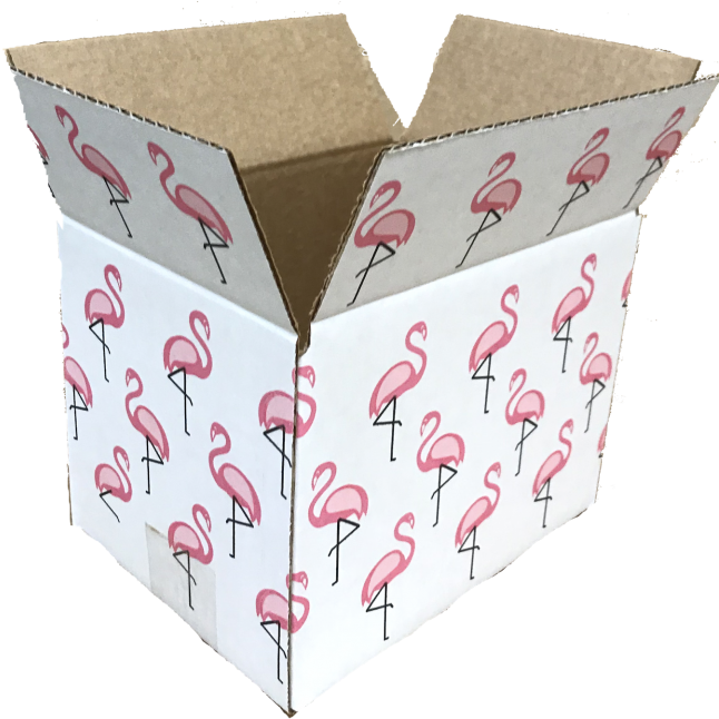 8x6x6 Flamingo Designer Boxes - Designer Shipping Boxes (650x657), Png Download