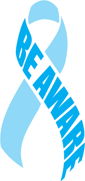 “be Aware” Prostate Cancer Awareness Ribbon Design - Awareness Ribbon (600x600), Png Download