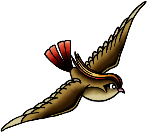 Style Pidgeot By Inkbound - American Traditional Tattoo Png (496x445), Png Download