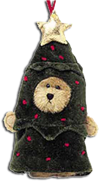 Boyds Plush Hanging Ornament Lil' Frazier Teddy Bear - Christmas Tree (349x610), Png Download