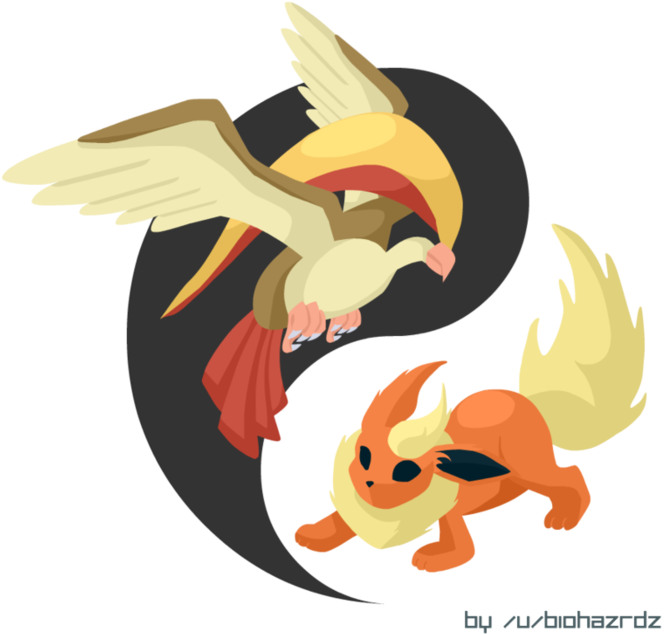 Bird Mammal Vertebrate Cartoon Water Bird Wing - Flareon Devil Twitch Plays Pokemon (894x894), Png Download