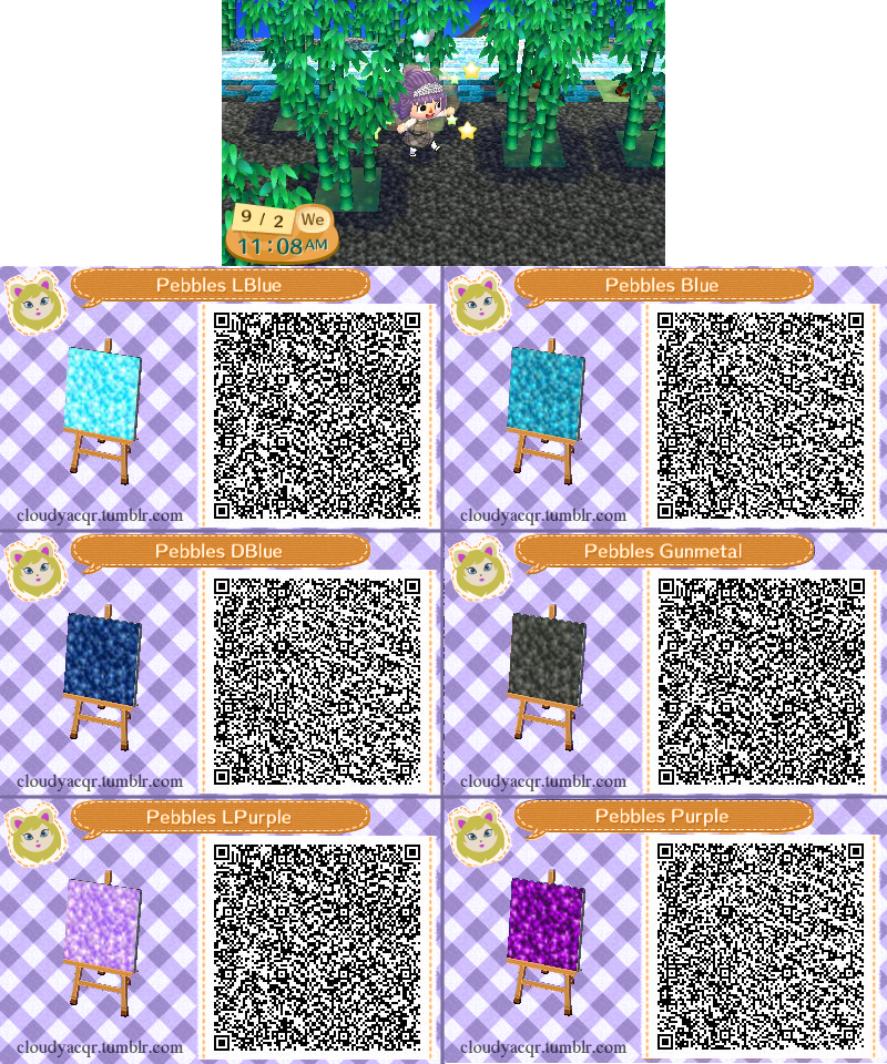 Qr Pebbles By Cloudyrei - Animal Crossing New Leaf Purple Paths (800x960), Png Download