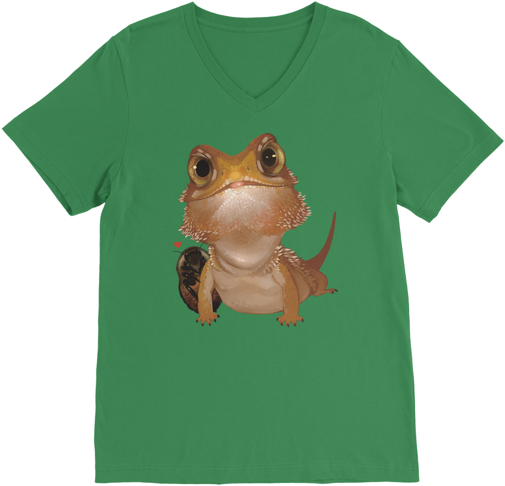Ct006 Bearded Dragon And Cockroach Brown ﻿men's V Neck - Shirt (1024x1024), Png Download