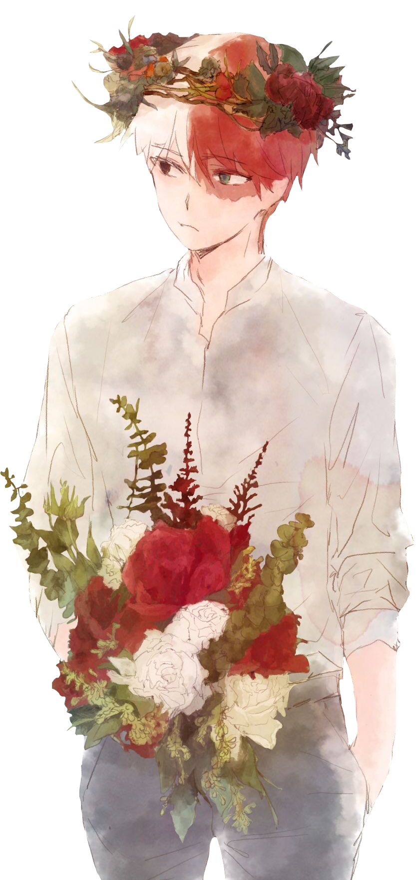 Report Abuse - Todoroki Shouto Flowers (835x1762), Png Download