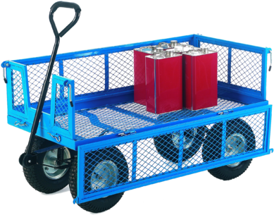 Stainless Steel Black And Blue Cage Trolley - Seton 244437 Rough Terrain Platform Trucks (500x370), Png Download