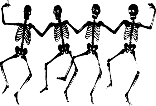 Skeletons Danse Macabre Bones Dance Four B - Creepy Halloween Clip Art (500x340), Png Download