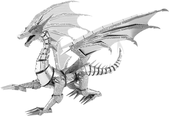 Metal Earth Iconx Silver Dragon - Silver Dragon Metal Earth (600x424), Png Download