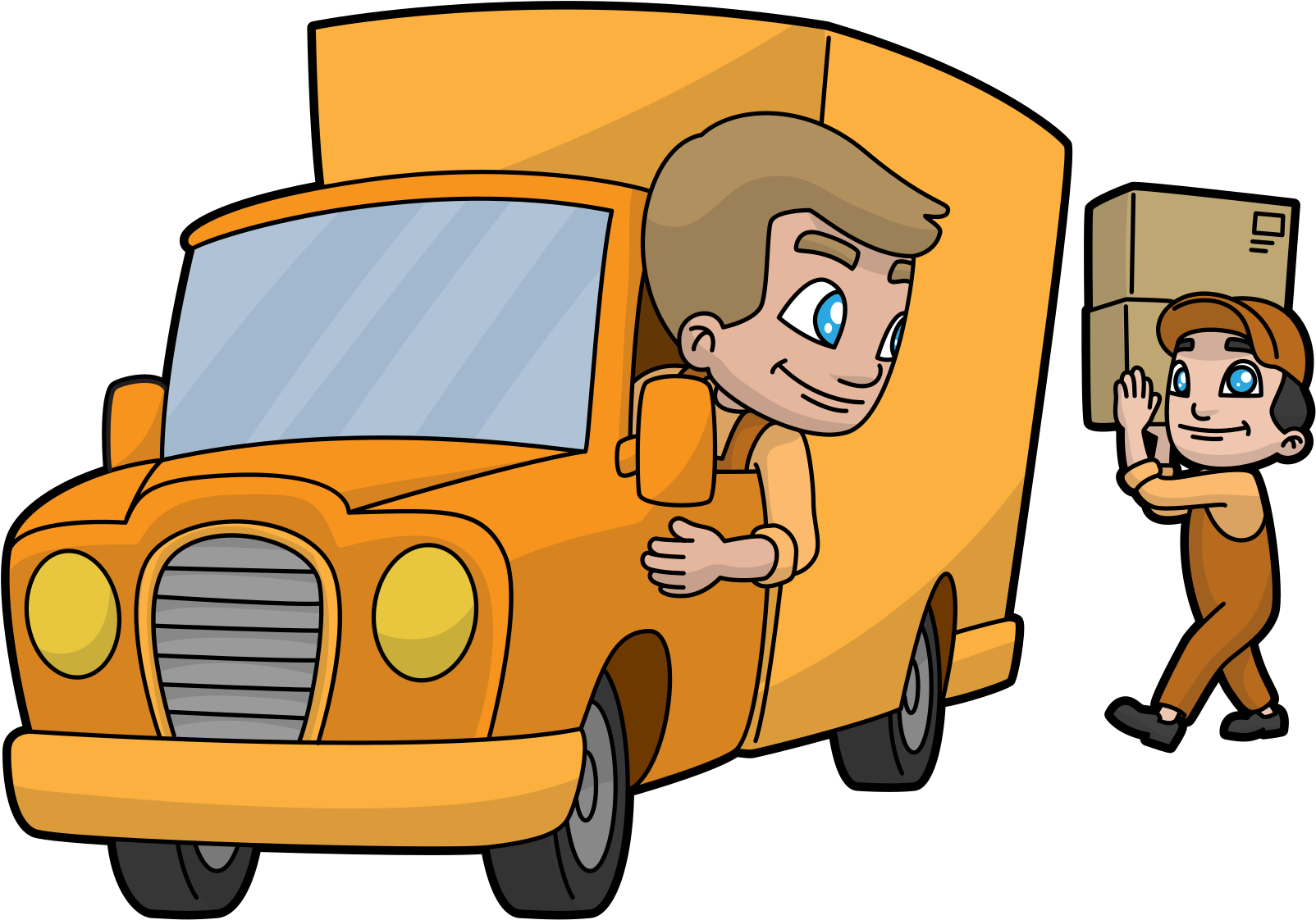 Open - Cartoon Image Delivery (2000x1541), Png Download