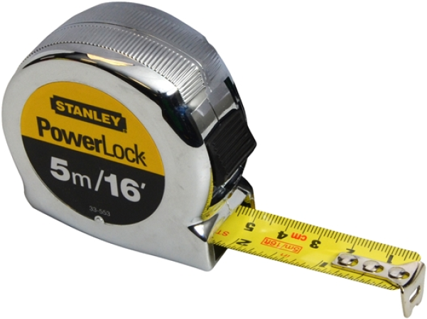 553 Micro Powerlock 5mt/16ft Tape - Stanley 0-33-553 Tape Measure Powerlock Metric/imperial (600x600), Png Download
