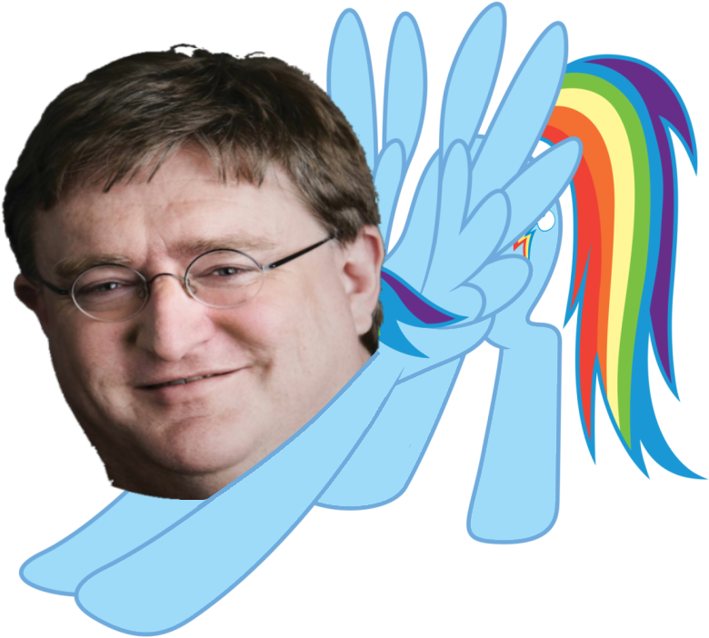 Gabe Newell, Rainbow Dash, Safe, Stretching - Steam Gabe (784x727), Png Download