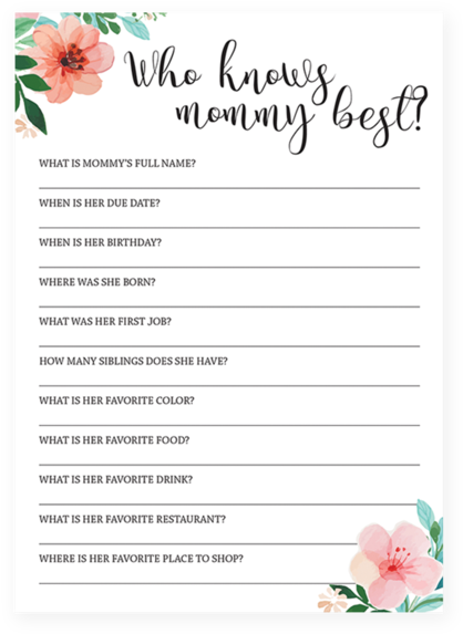 Test Your Guests How Good They Know The Mommy To Be - Baby Shower (480x600), Png Download