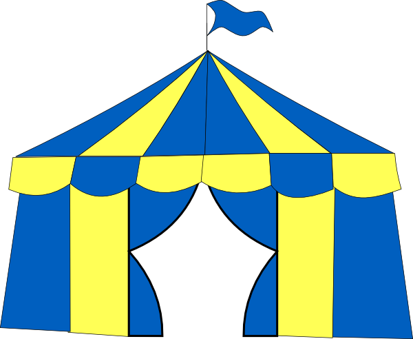 Yellow & Blue Circus Tent Clip Art - Tenda De Circo Png (600x492), Png Download