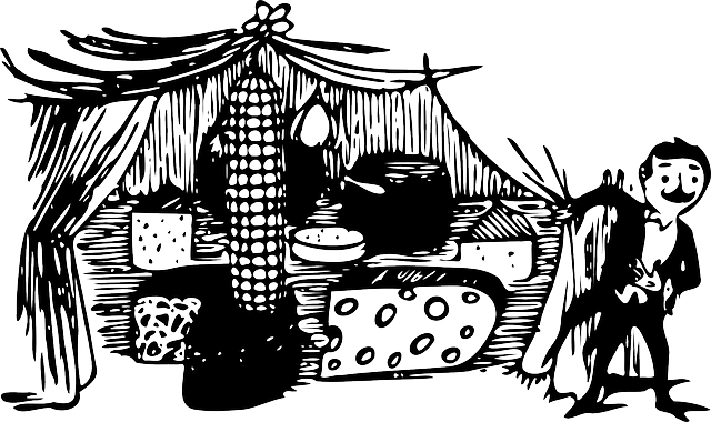 Cheese, Tom, Shop, Circus, Tent, Market - Pasar Clipart Bw (640x380), Png Download