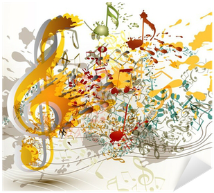 Vinilo Pixerstick Art Clave De Sol Ornamentado Con - Rigo Musicale Con Note Colorato (400x400), Png Download