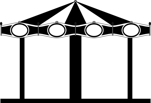 Carousel Clipart Carnival - Black And White Carousel Clipart (600x410), Png Download